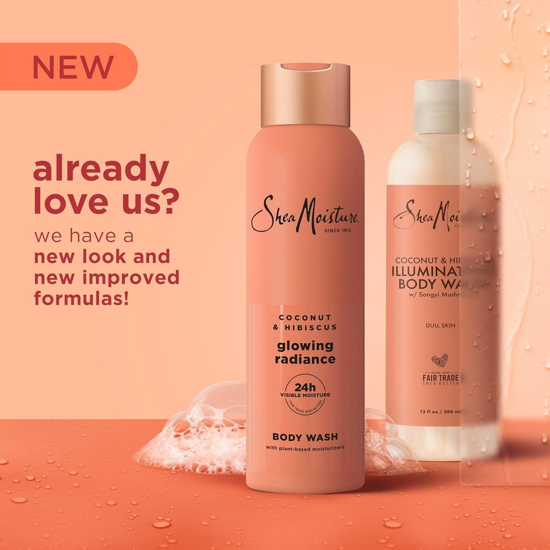 Sheamoisture Coconut Hibiscus Body Wash Glowing Radiance Glowing Radiance Body Wash for 24H Visible Moisture for Healthy, Glowing Skin 18 Oz
