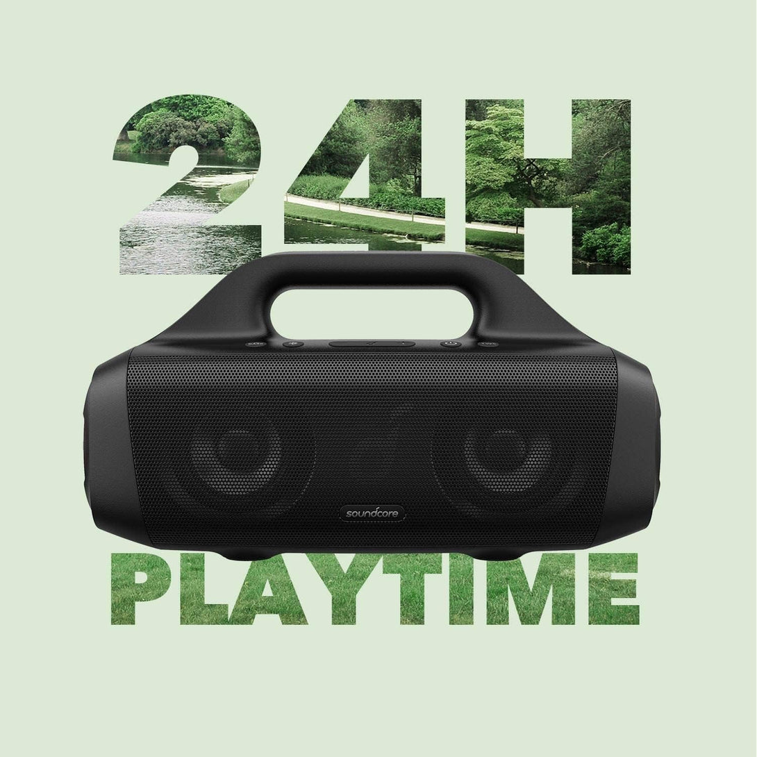 Soundcore Anker Motion Boom Waterproof Bluetooth Speaker with Titanium Drivers, Bassup Technology, IPX7, 24H Playtime, App, Built-In Handle, Outdoor Speaker for Camping, Pool, Beach, Backyard