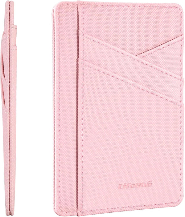 Minimalist Wallet Credit Card Holder Slim Wallet for Men Women, Soft Leather Front Pocket Wallet Small Compact Wallet Thin Card Case ID Window RFID Blocking Card Organizer Quick Access You Need