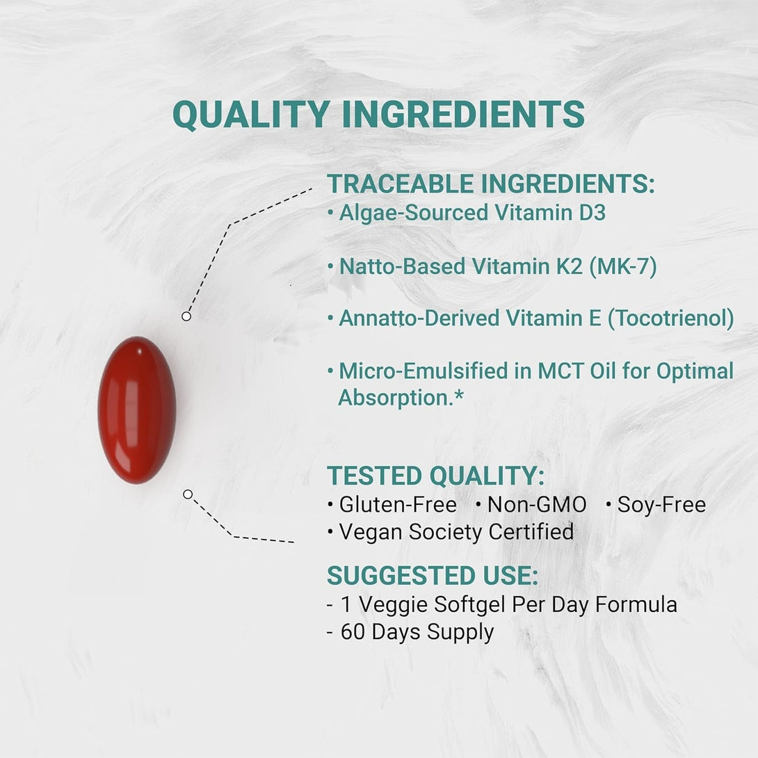Vegan Tocotrienol with Coq-10 | Nano-Emulsified in EVOO for Better Absoprtion | Non-Gmo, Soy Free and Vegan Society Certified | 60 Veggie Softgels (Carrageenan Free)