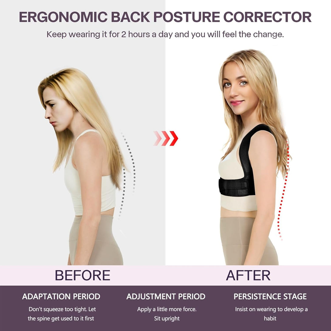 Back Brace Posture Corrector for Women, Upper Back Support Straps Straightener, Hunchback Improve Posture Correct-Shoulder, Upper Back Pain Relief Invisible under Clothes (Black, S/M)