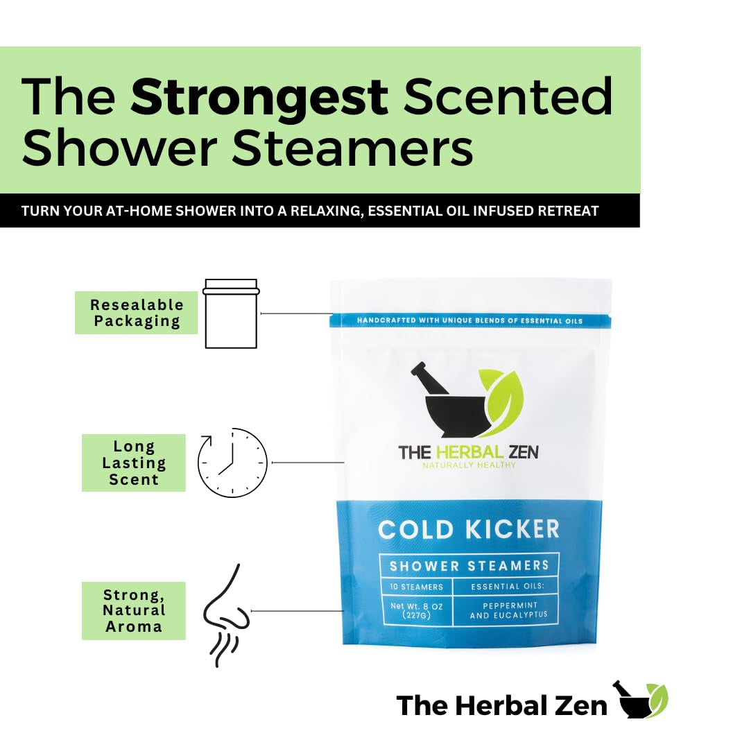 Cold Kicker Shower Steamers Aromatherapy, Eucalyptus Shower Steamer, Shower Bombs Made in the USA, Menthol Shower Steamer, Self Care Gifts, Mothers Day Gift, Shower Steamers for Women and Men