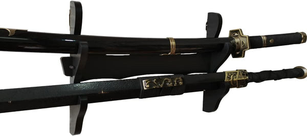 2 Tier Sword Holder Wall Mount Samurai Sword Rack Katana Wakizashi Display Stand Decorative Sword Hanger