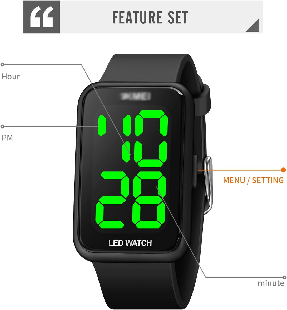 TOOCAT Digital Sport Watch, Fashion LED Large Digital Display Watch Outdoor 50M Waterproof Rubber Bands Wristwatch for Men Women Teens Students