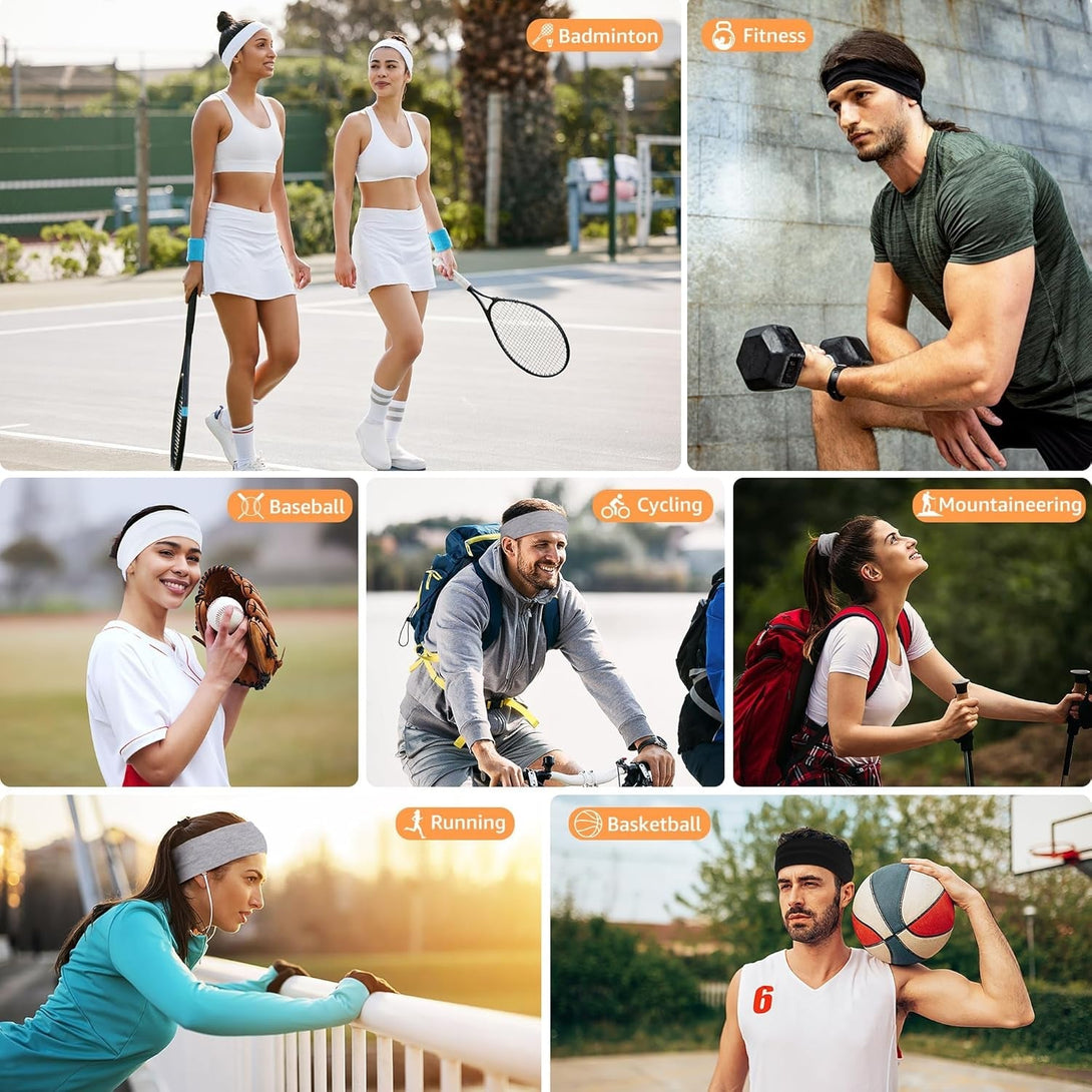 Headbands for Women Non Slip - 7PCS Fashion Sports Hair Bands for Women'S Hair, Soft Cotton Cloth Stretchy Headbands for Women for Workout Yoga Running