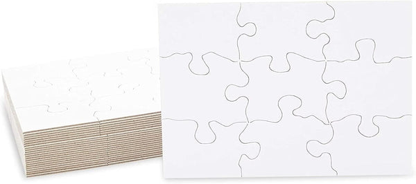 Bright Creations 24 Sheets Blank Puzzles to Draw on Bulk, 5.5 X 4 Inch Jigsaw Puzzle Pieces for DIY, Arts and Crafts Projects