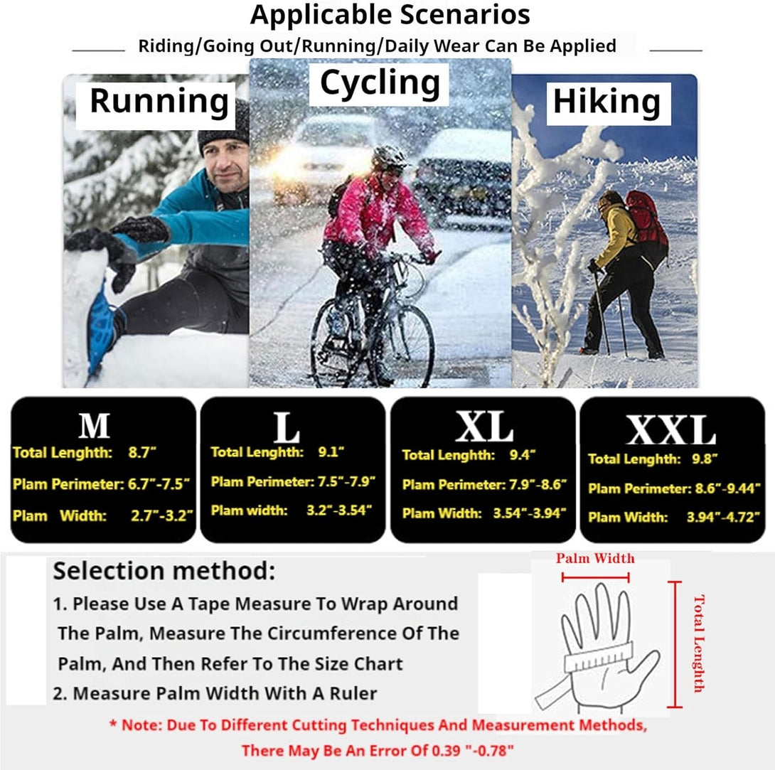 10℉ Winter Gloves Men Women Warm Glove Touch Screen for Cycling Running Fishing Driving Hiking Skiing Cold Weather