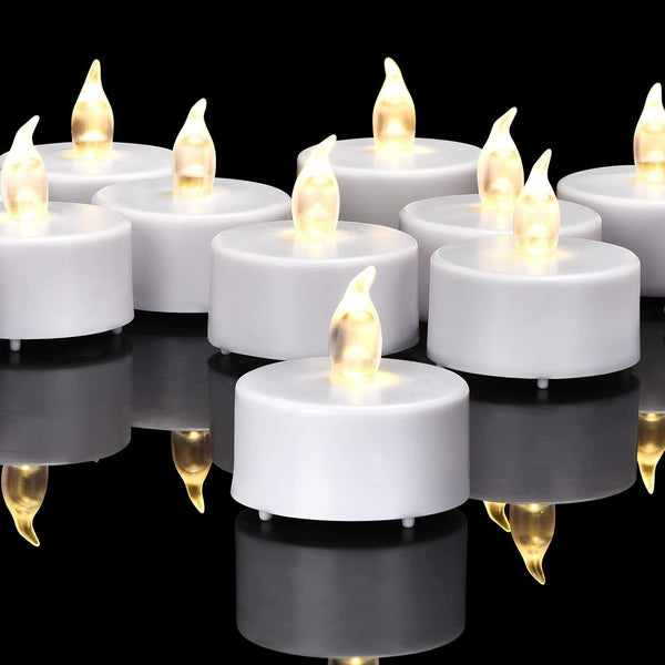 Battery Operated Flameless Tea Lights, Led Flickering Electric Votive Candle 24 Pack Realistic and Bright for Seasonal, Festive Celebrations and Holiday Gifts Warm White Lamp Long Lasting