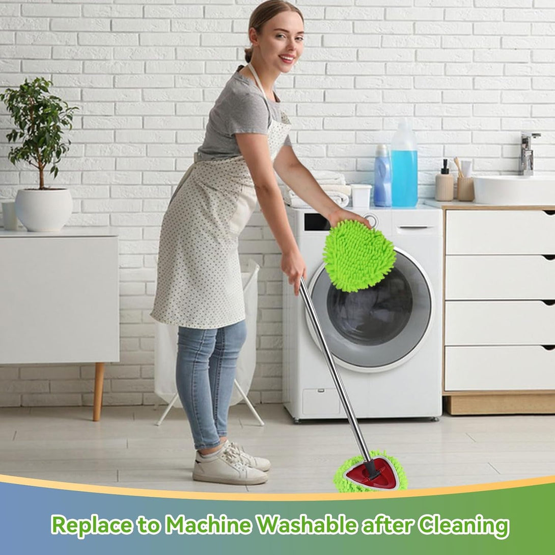 2 Pack Reusable Microfiber Mop Pads Compatible with O-Cedar Easywring Triangle Mop,Elastic Mop Head Replacement for Deep Clean,Machine Washable Mop Refills