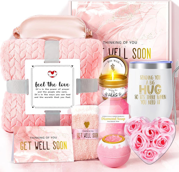 13PCS Get Well Soon Gift Baskets for Women, Birthday Baskets, Get Well Soon Gifts for Women after Surgery, Birthday Thinking of You Mothers Day Gifts for Mom Her Friend Sister Wife