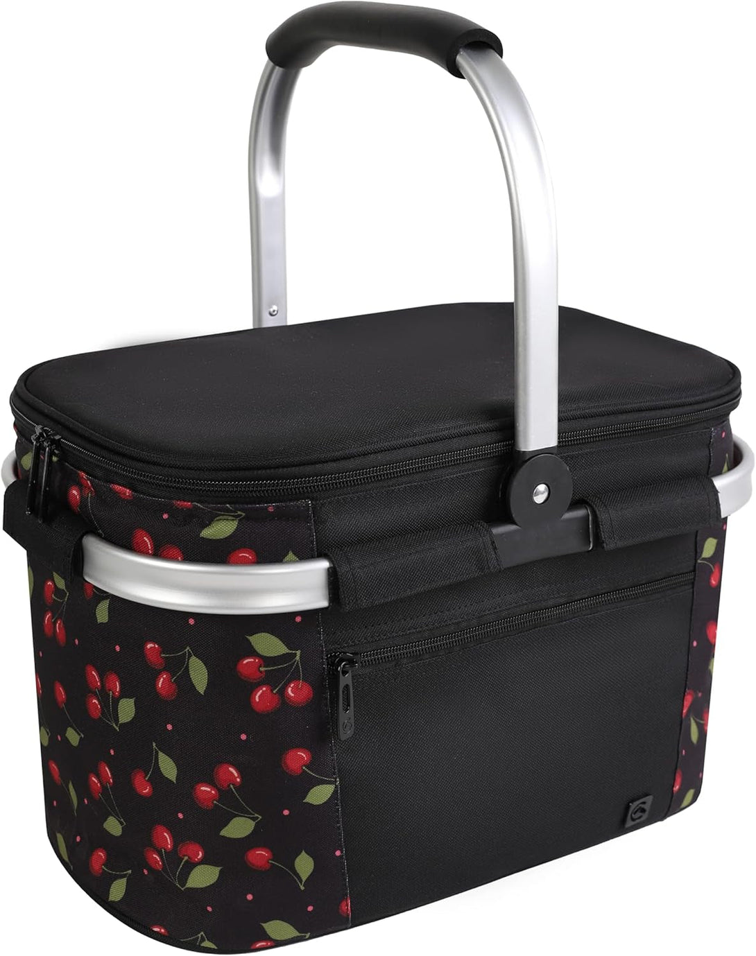 ALLCAMP Insulated Cooler Bag Portable Collapsible Picnic Basket Cooler with Sewn in Frame (Medium Cherry Pattern)