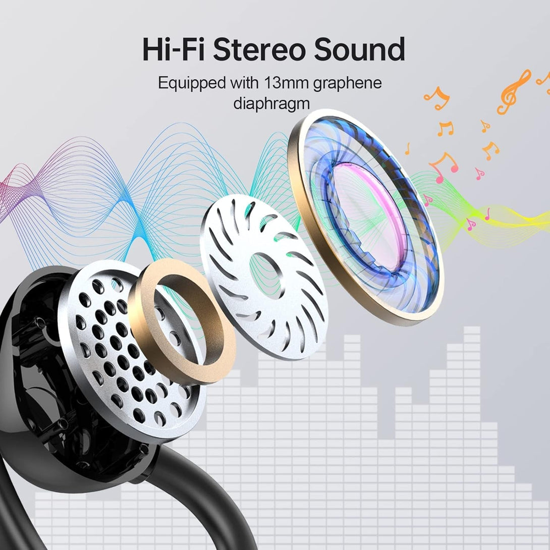 Wireless Bluetooth Headphones, Immersive Hifi Stereo Earbuds, 2023 New 48Hrs Ear Buds, ENC Mic, IP7 Waterproof Sport Earhooks