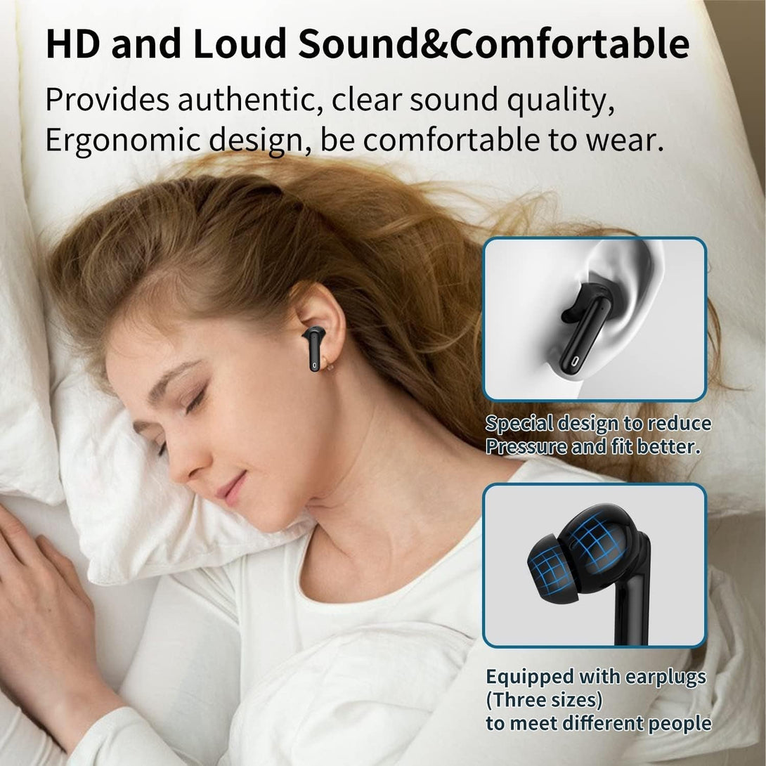 A40 Pro Wireless Earbuds, 50Hrs Playtime Bluetooth Earbuds Built in Noise Cancellation Mic with Charging Case, Headphones Stereo Sound, IPX7 Waterproof Ear Buds for Iphone and Android