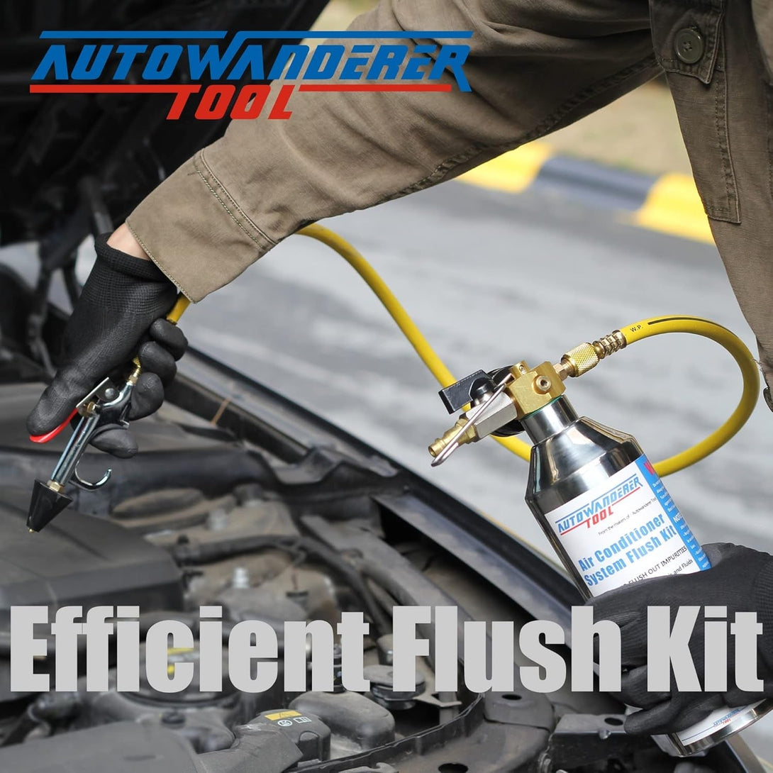 AC Flush Kit Air Conditioner System Flush Canister Gun Set for Clean A/C Line Flush R134A R410A R404A