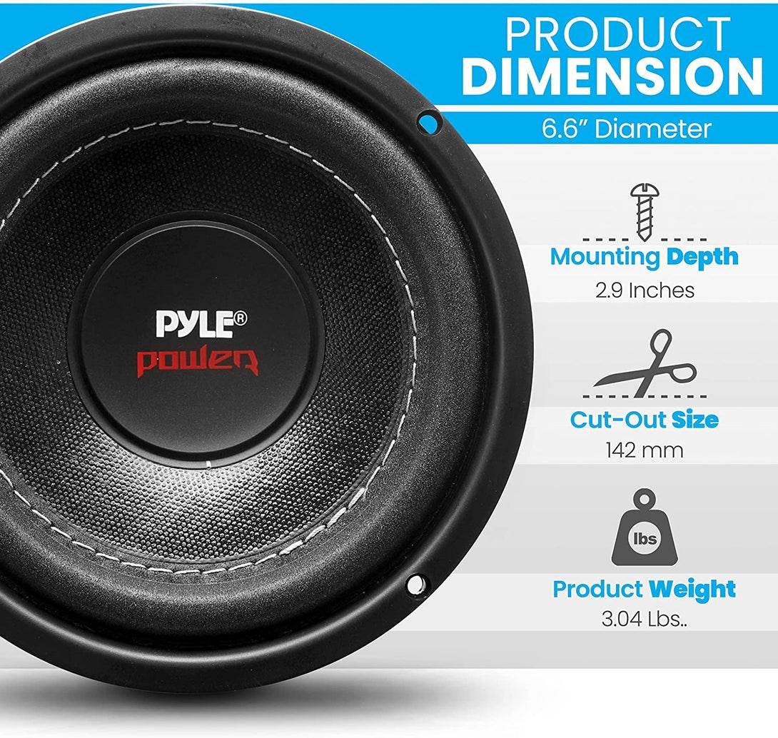 Pyle Car Vehicle Subwoofer Audio Speaker - 6.5 Non-Pressed Paper Cone, Black Plastic Basket, Dual Voice Coil 4 Ohm Impedance, 600 Watt Power, Foam Surround for Vehicle Stereo Sound System -PLPW6D