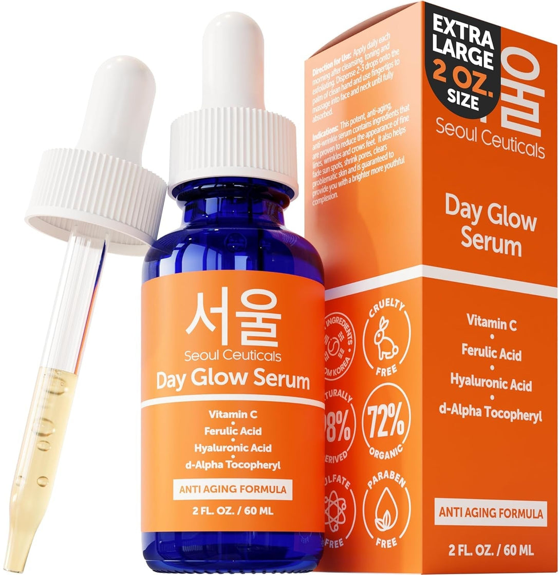Seoulceuticals Large 2Oz Korean 20% Vitamin C Hyaluronic Acid Serum + CE Ferulic Acid - Potent anti Aging, anti Wrinkle K Beauty