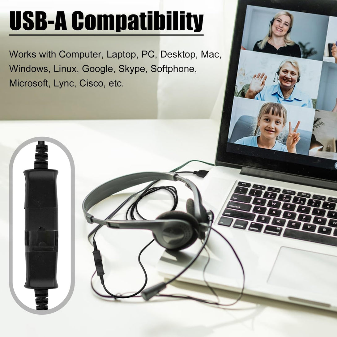 USB Adapter Cable, 49.2 Inch Long QD (Quick Disconnect) to USB Type a Plug USB-A Male Cable for Plantronics QD Headset Computer Laptop PC Soft Phone Mac Windows Linux Skype