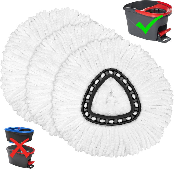 3 Pack Mop Replacement Heads for O-Ceda Mop Replace Head Easywrin Spin Mop Heads Replacements, Microfiber Spin Mop Refills, Easy Cleaning Mop Head Replacement