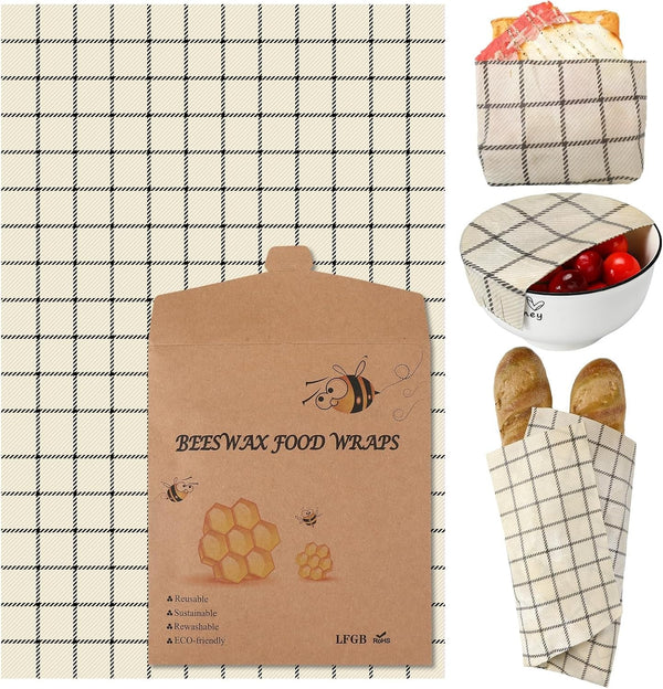 17 X 23 Inch Reusable Beeswax Food Wrap for Bread Sandwich Wrapper Beeswax Paper Organic Bowl Dishes Covers Sustainable Food Cheese Fruit Snacks Storage Containers Keeper