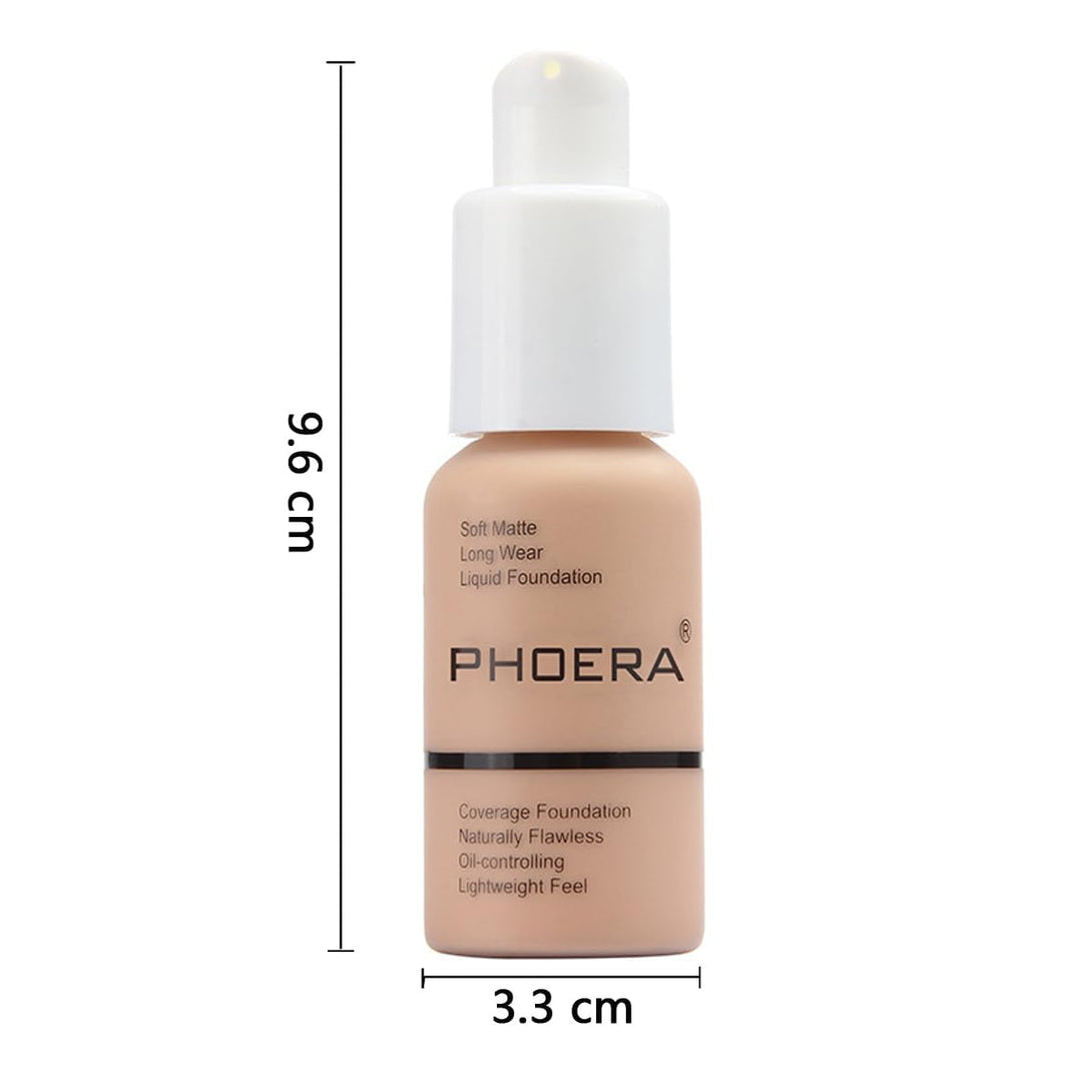 2 Pack PHOERA Foundation Makeup for Older Women,Flawless Soft Matte Liquid Foundation 24 HR Oil Control Concealer Foundation Makeup,Full Coverage Foundation for Women and Girls (104 Buff Beige)