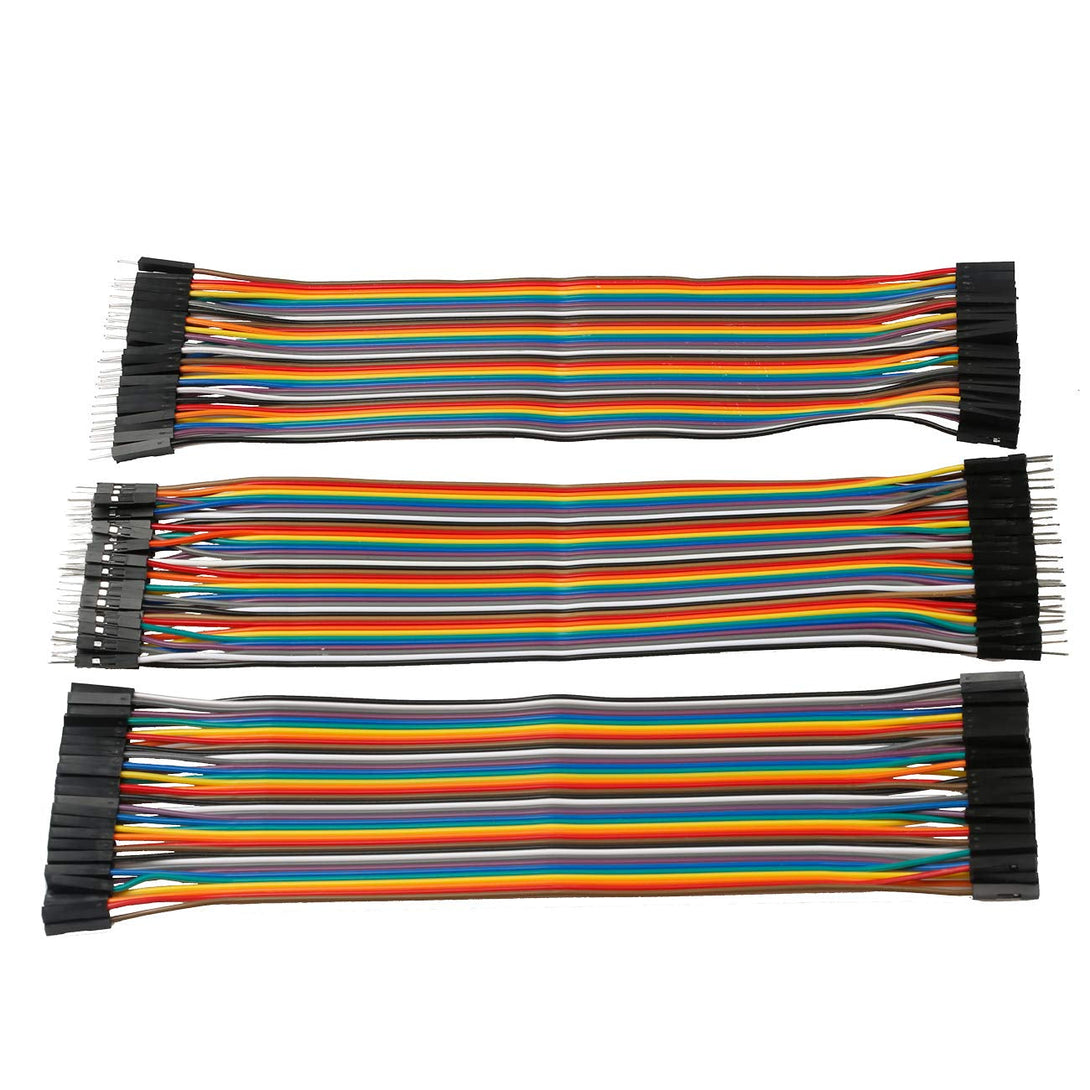 120Pcs Breadboard Jumper Wires 10Cm 15Cm 20Cm 30Cm 40Cm 50 Cm 100Cm Wire Length Optional Dupont Cable Assorted Kit Male to Female Male to Male Female to Female Multicolored Ribbon Cables