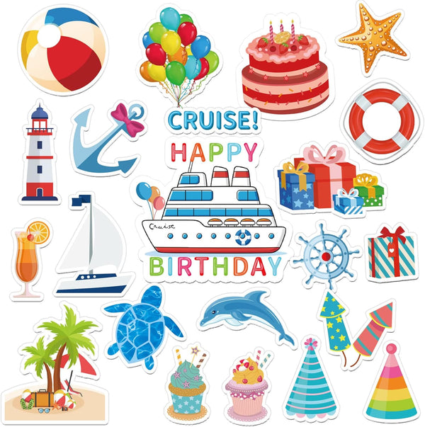 JULMELON Cruise Door Decorations Magnetic, 22Pcs Funny Birthday Reusable Cruise Door Magnets Stickers for Cruise Cabin Door Stateroom Ship Carnival Refrigerator Car Accessories