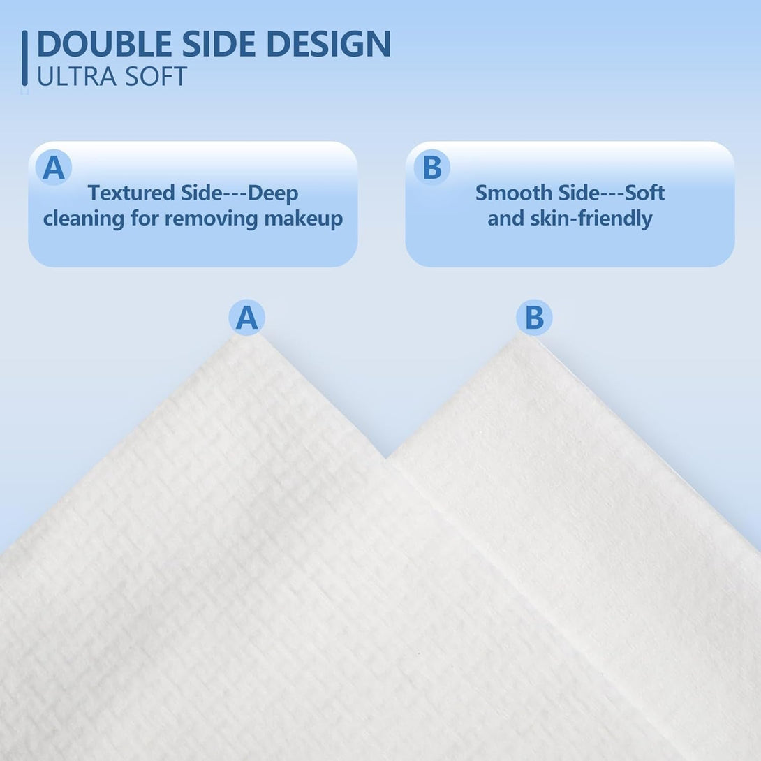Disposable Face Towels, 12"×12" Extra Large Face Towelettes, Ultra Soft Facial Towels for Sensitive Skin, Makeup Remover Dry Wipes, 55 Count (1 Pack)