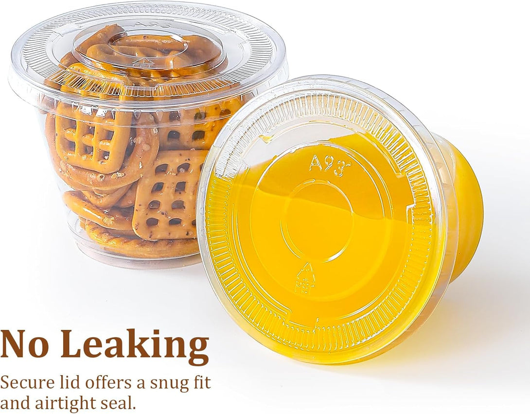 AOZITA [50 Sets, 9 Oz Clear Plastic Cups with Flat Lids No Hole, Disposable Cups with Lids for Ice Cream, Pudding, Cake, Snacks Smoothie, Milkshake, Cold Drinks