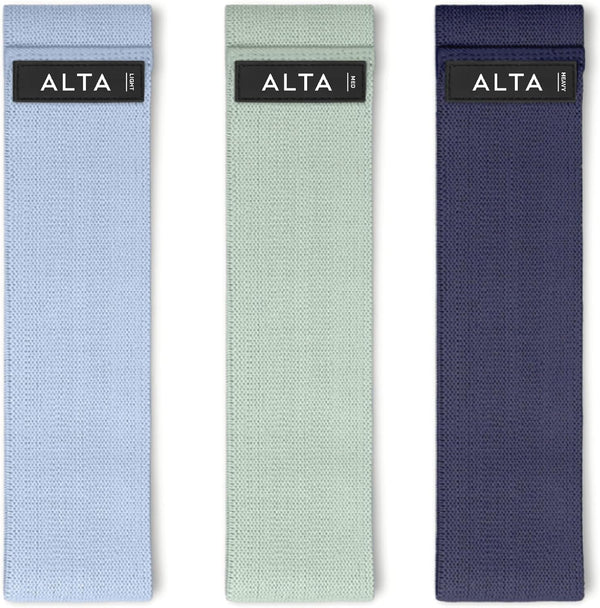 ALTA Booty Bands for Women - Premium Non-Slip Fabric Resistance Bands for Working Out - Cloth Resistance Bands for Legs, Fabric Exercise Bands, Leg Bands for Working Out Women, Looped Hip Bands Set