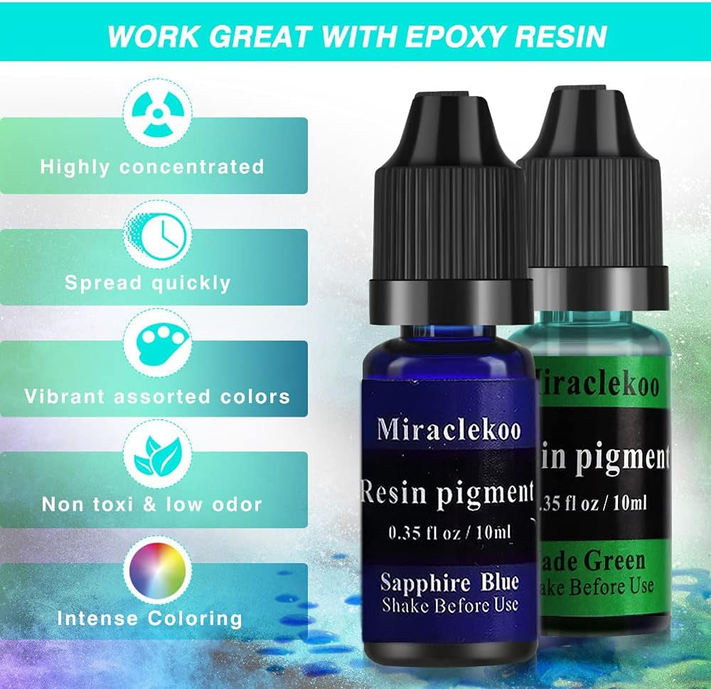 12 Colors Epoxy Resin Color Dye Colorant Liquid Epoxy Resin Pigment,10Ml Each,Translucent