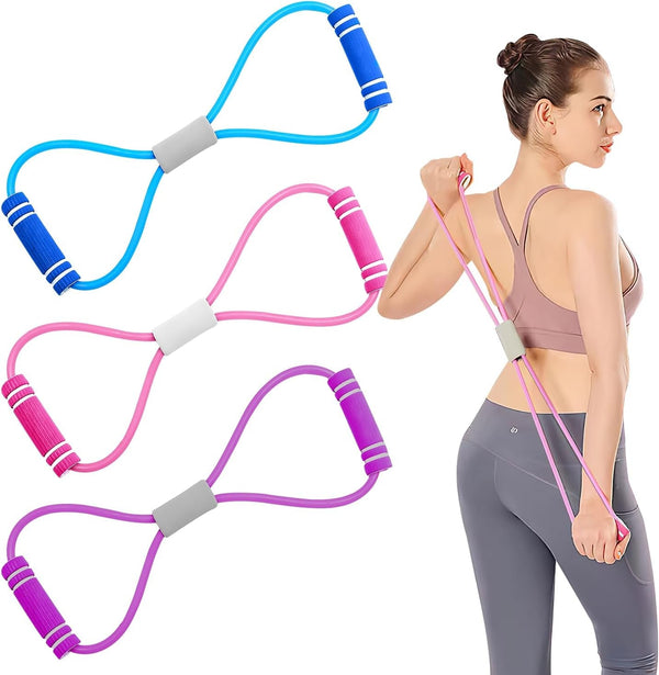 3Pcs Saludea Resistance Band, 8 Shaped Elastic Pull Yoga Tension Rope, Pull Rope, Chest Arm and Shoulder Stretch Bands Exercise Equipment for Home Workout, Physical Therapy, Strength Training