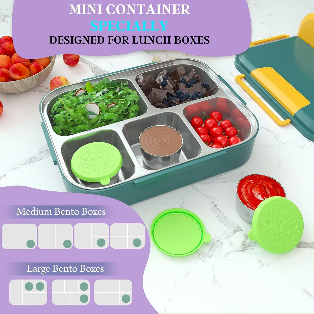 6X1.6 Oz Salad Dressing Containers with Lids, Small Leakproof Reusable Stainless Steel Salad Dressing Container to Go for Lunch Boxes,Sauce Containers, Picnics,Travel Meal Prep and Kitchen Storage.