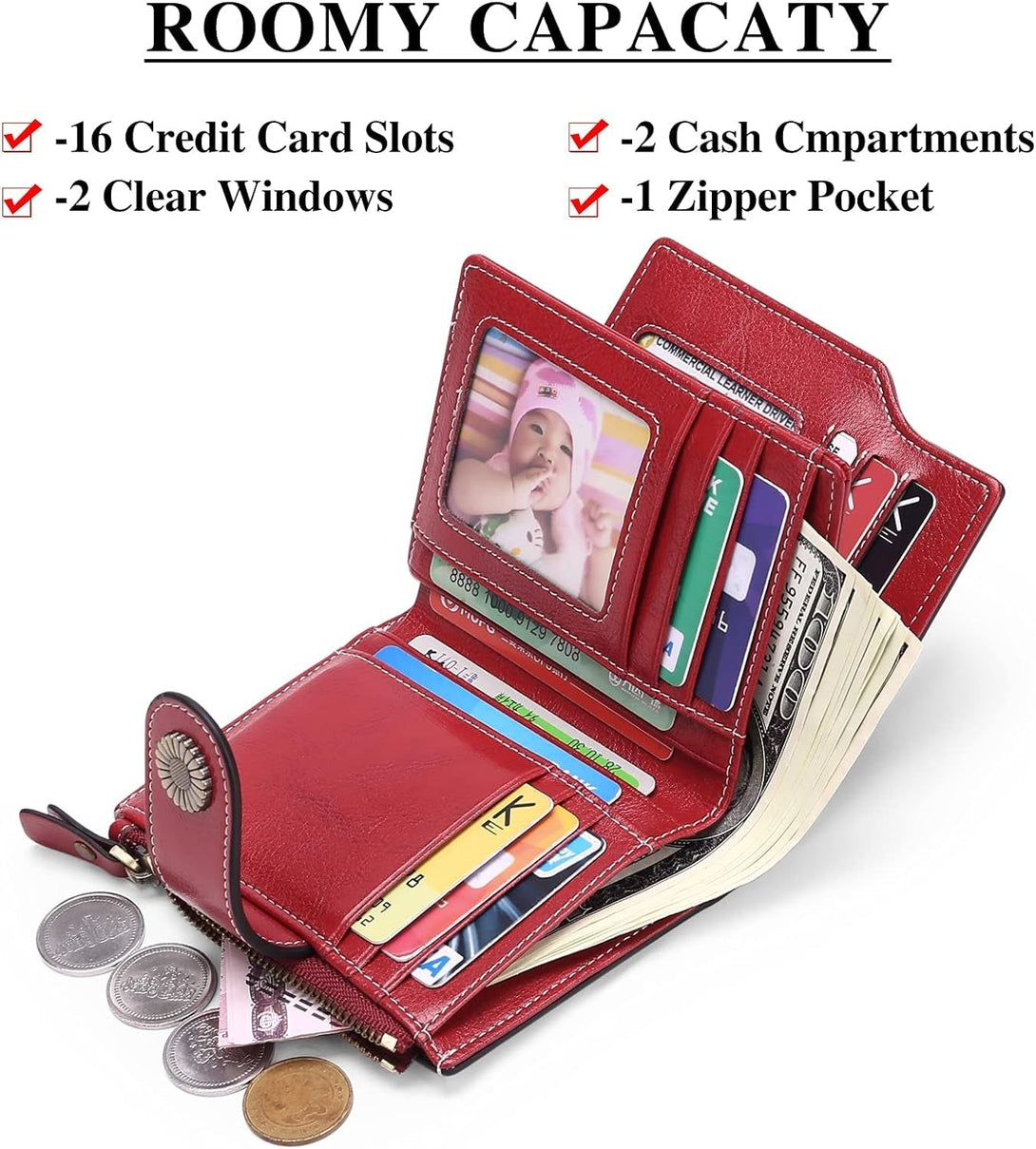 FALAN MULE Small Wallet for Women Leather Bifold Compact Small Womens Wallet with RFID Blocking