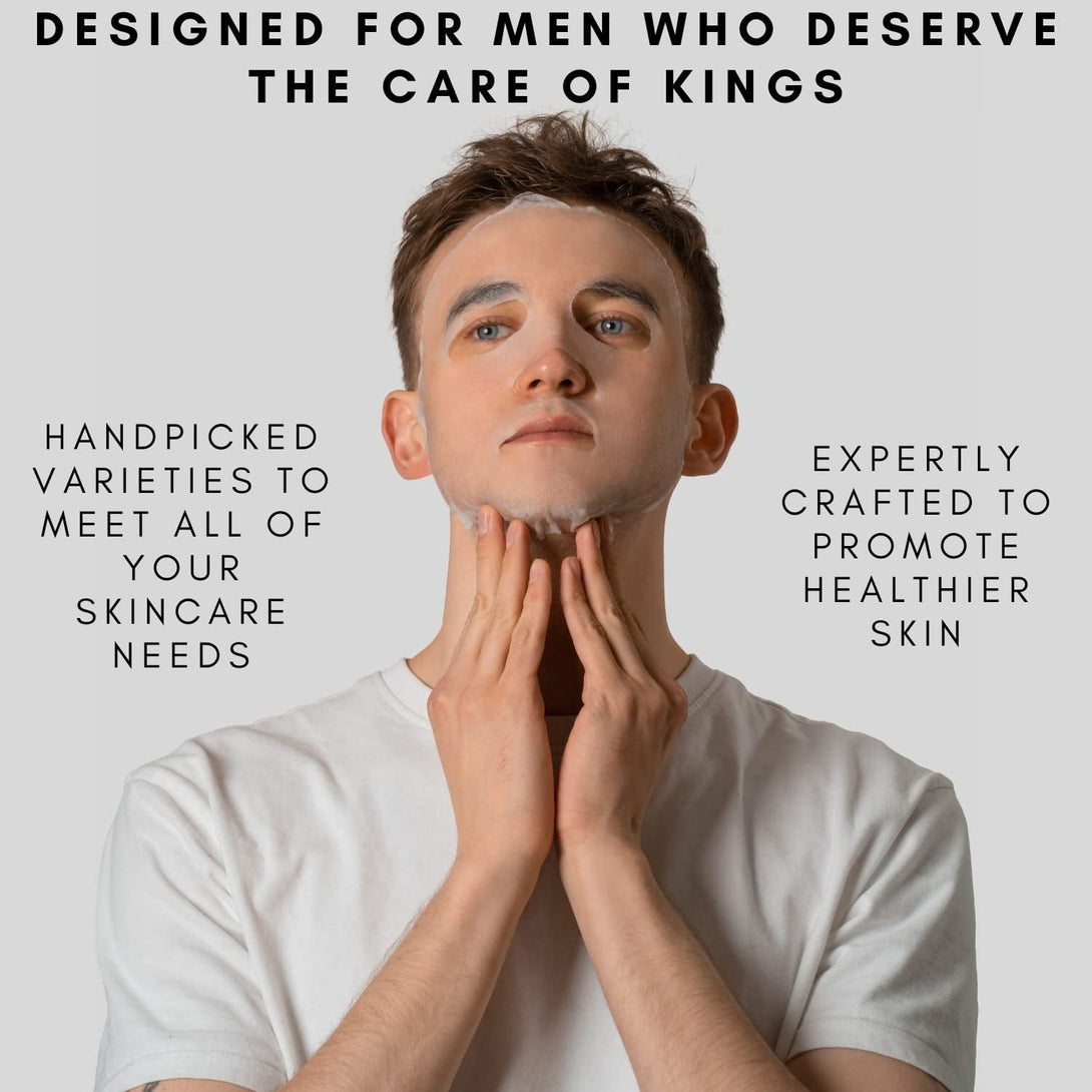 Mens Face Mask Skin Care Kit (6 Pack) - Turmeric Anti-Acne, Aloe Vera Soothing & 2% BHA Salicylic Acid Sheet Mask - Skin Care for Men Face Masks for Hydrating, Brightening & Refining Pores