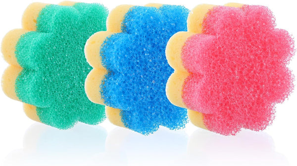 3Pcs Dish Soap Sponge, Dish Washing Sponge,Dual-Sided Temperature Scrubby Sponges,Flower Dual-Sided Sponge for Dish, Bathroom, Kitchen, Washing & Plus,Multipurpose