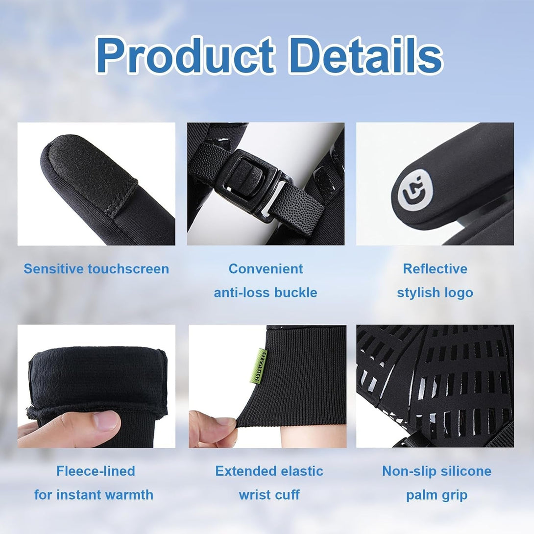 Lightweight Winter Gloves for Men & Women, Touchscreen Windproof Thermal Gloves, Water-Resistant Anti-Slip Warm Gloves for Cycling, Running, Hiking, Driving