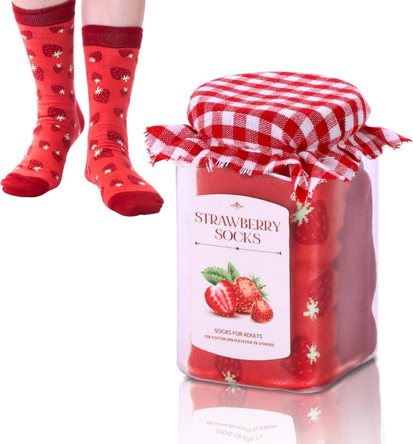 Pop Craze -1 Pair Strawberry or Blueberry Jam or Honey Socks in a Jar. Novelty Food Socks. for Men and Women.Stocking Stuffer