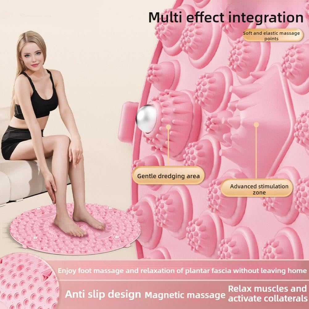 Foot Massage Mat, Foot Reflexology Pad with Magnetic Therapy Acupressure Disc, Relaxation Massage Mat Feet Massage Pad, anti Fatigue Walk Stone Acupoint Mat Particle Portable Massage Tool for Walking