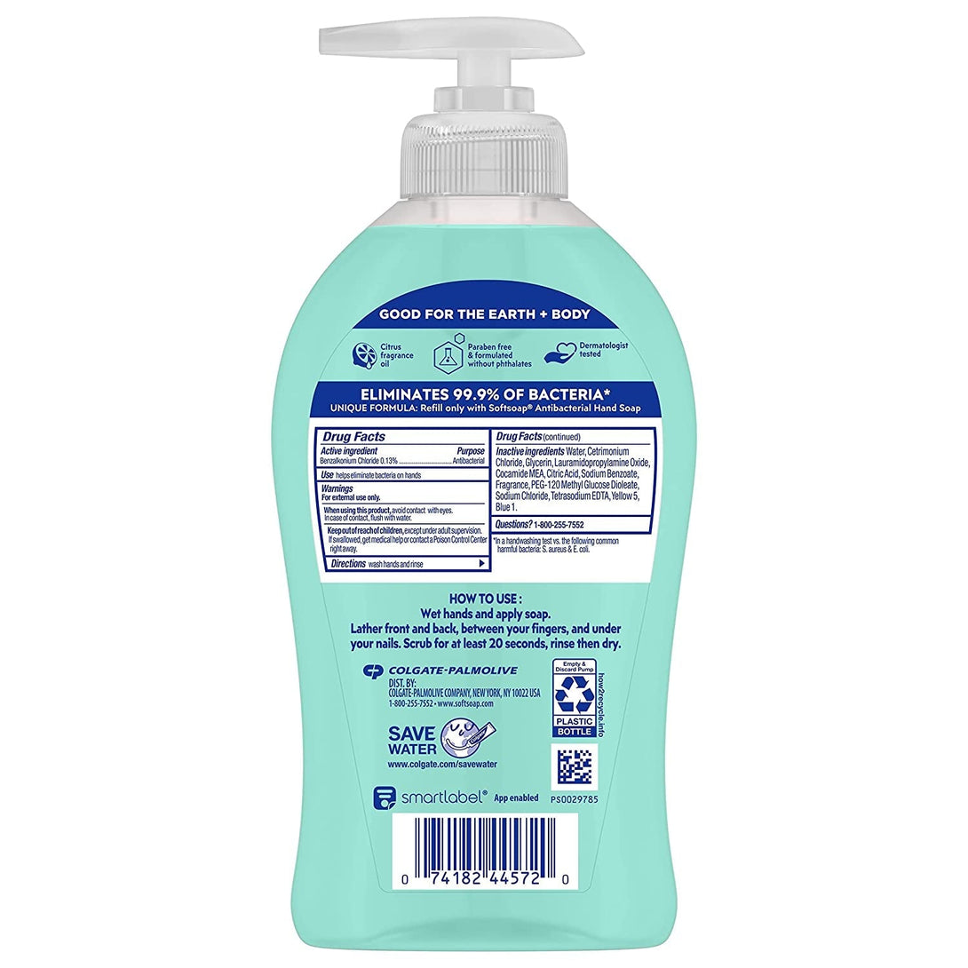 Softsoap Antibacterial Liquid Hand Soap, Fresh Citrus Scent Hand Soap, 11.25 Ounce, 6 Pack