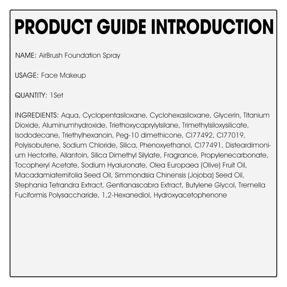 Airbrush Foundation Spray, Silky Mist Spray Makeup Kit with Brush, Full Coverage Foundation for Smooth Radiant Finish, Formula Breathable Lightweight Hydrating | #02 Nude