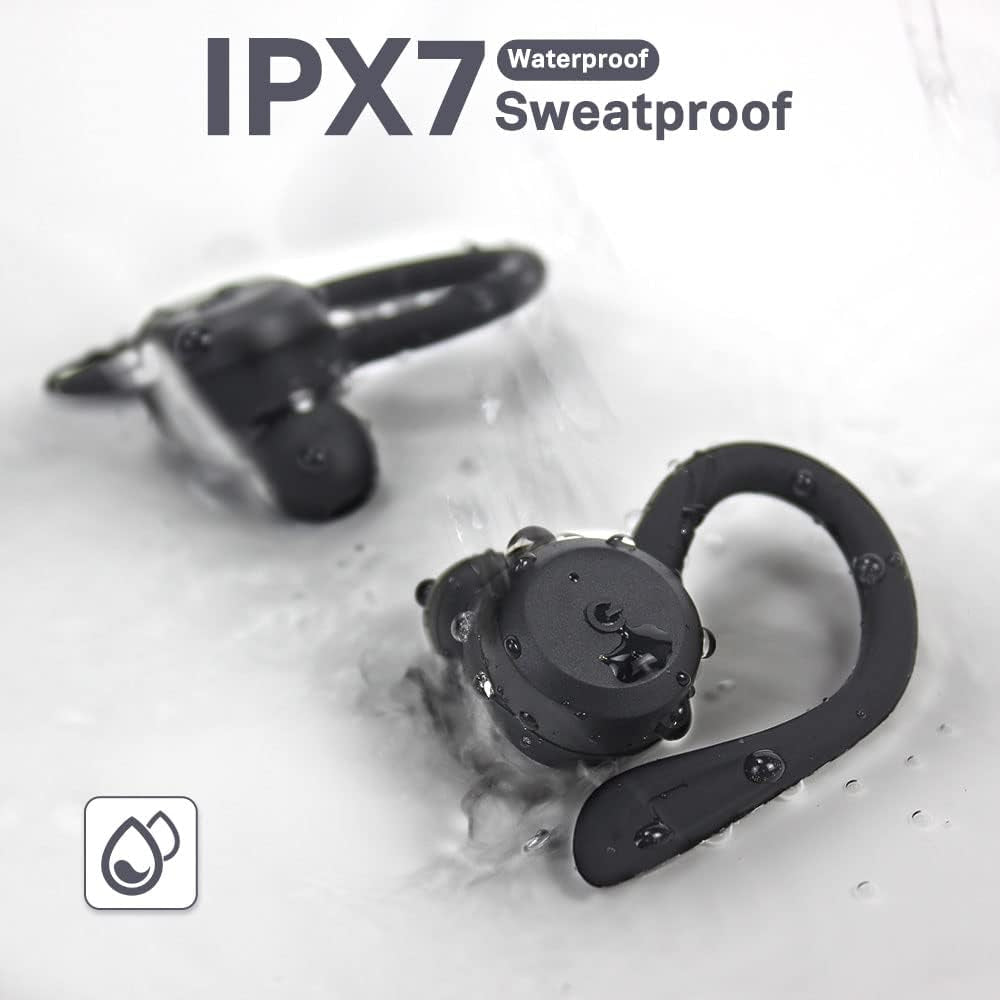 APEKX Bluetooth Headphones True Wireless Earbuds with Charging Case IPX7 Waterproof Stereo Sound Earphones Built-In Mic In-Ear Headsets for Sport Running Black