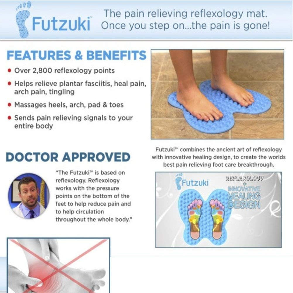 AS SEEN on TV NEW :Futzuki Reflexology Mat Foot Massager Acupressure Pain & Relieve Stress Treatment (Blue)