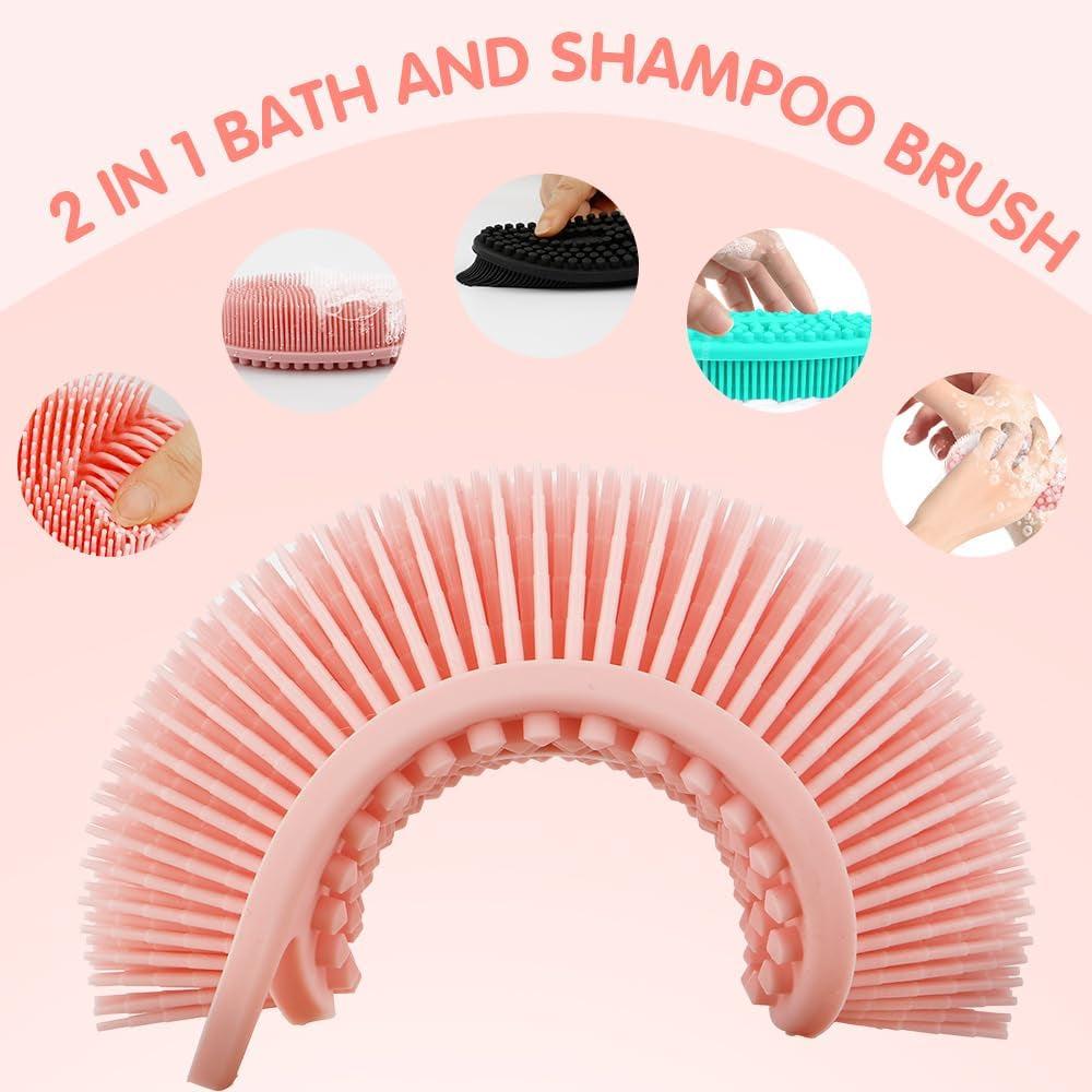 3 Pack Silicone Body Scrubber, Silicone Loofah Exfoliating Soft Body Scrubber, Silicone Body Brush Bath Shower Scrubber for Body, 2 in 1 Bath and Shampoo Wash Brush for Skin Exfoliation Men Women