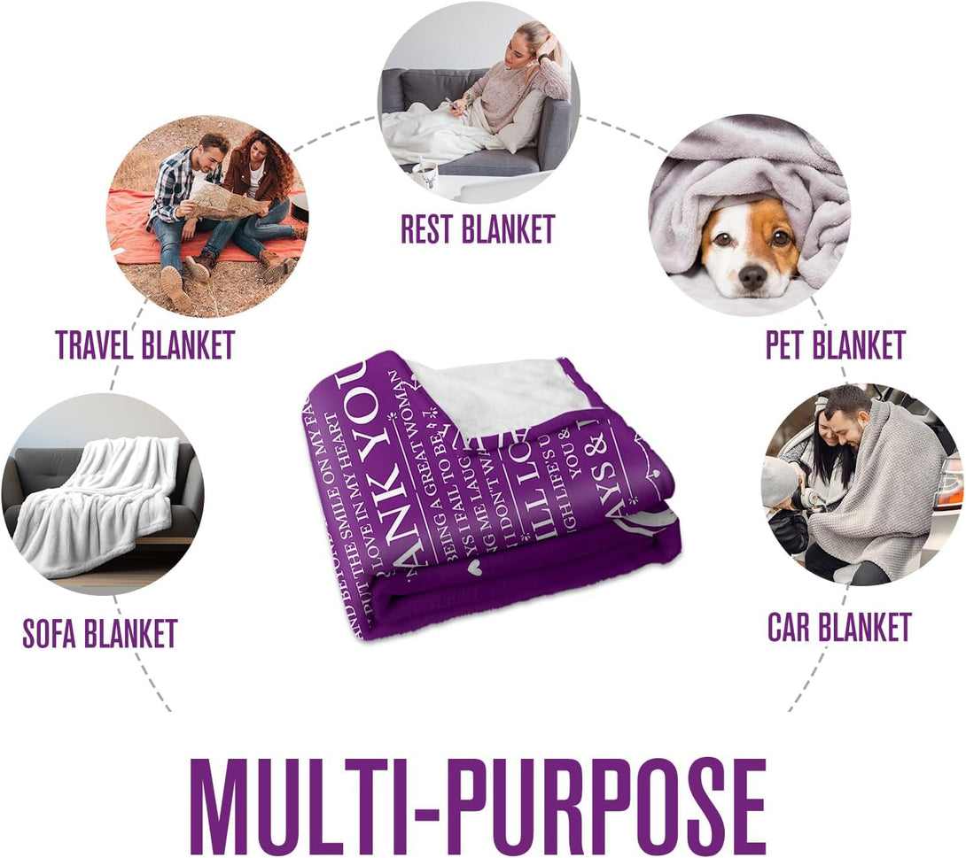 Anniversary Birthday Gifts for Wife Her Women, Wife Birthday Gift Ideas, to My Wifes Purple Throw Blanket for Couch 60"X 50"