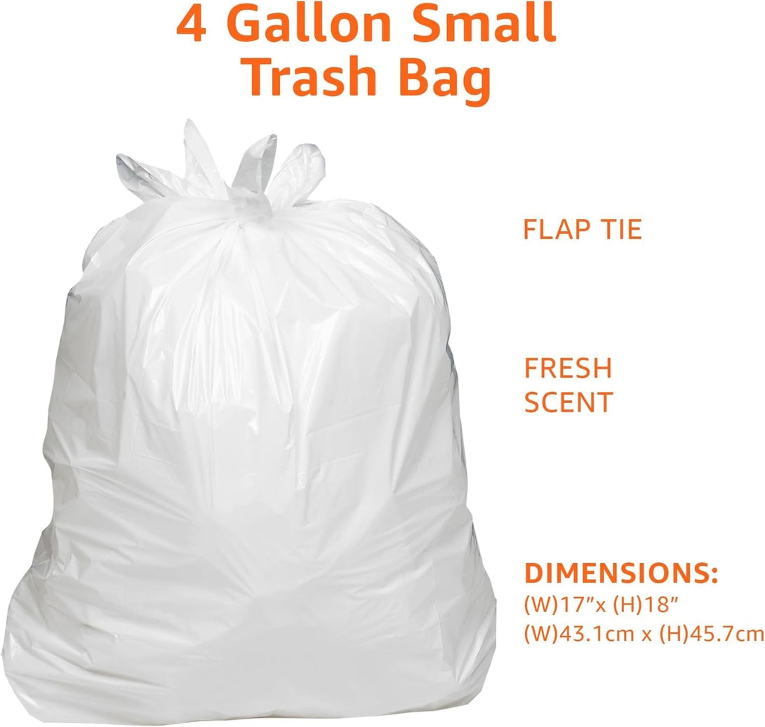 Amazon Basics 4 Gallon Trash Bags, Flap Ties, Fresh Scent, 80 Count, Pack of 1