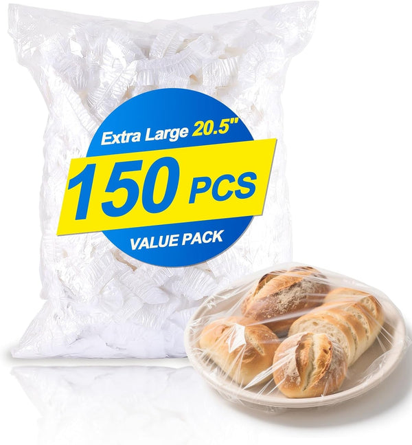 150PCS Plastic Bowl Covers for Banneton Bread Proofing Basket Fit up to 12" Bowls, for Sourdough Bread Baking Supplies, Bread Proofing，Leftovers,Outdoor Use, Dust-Proof Food Storage Covers