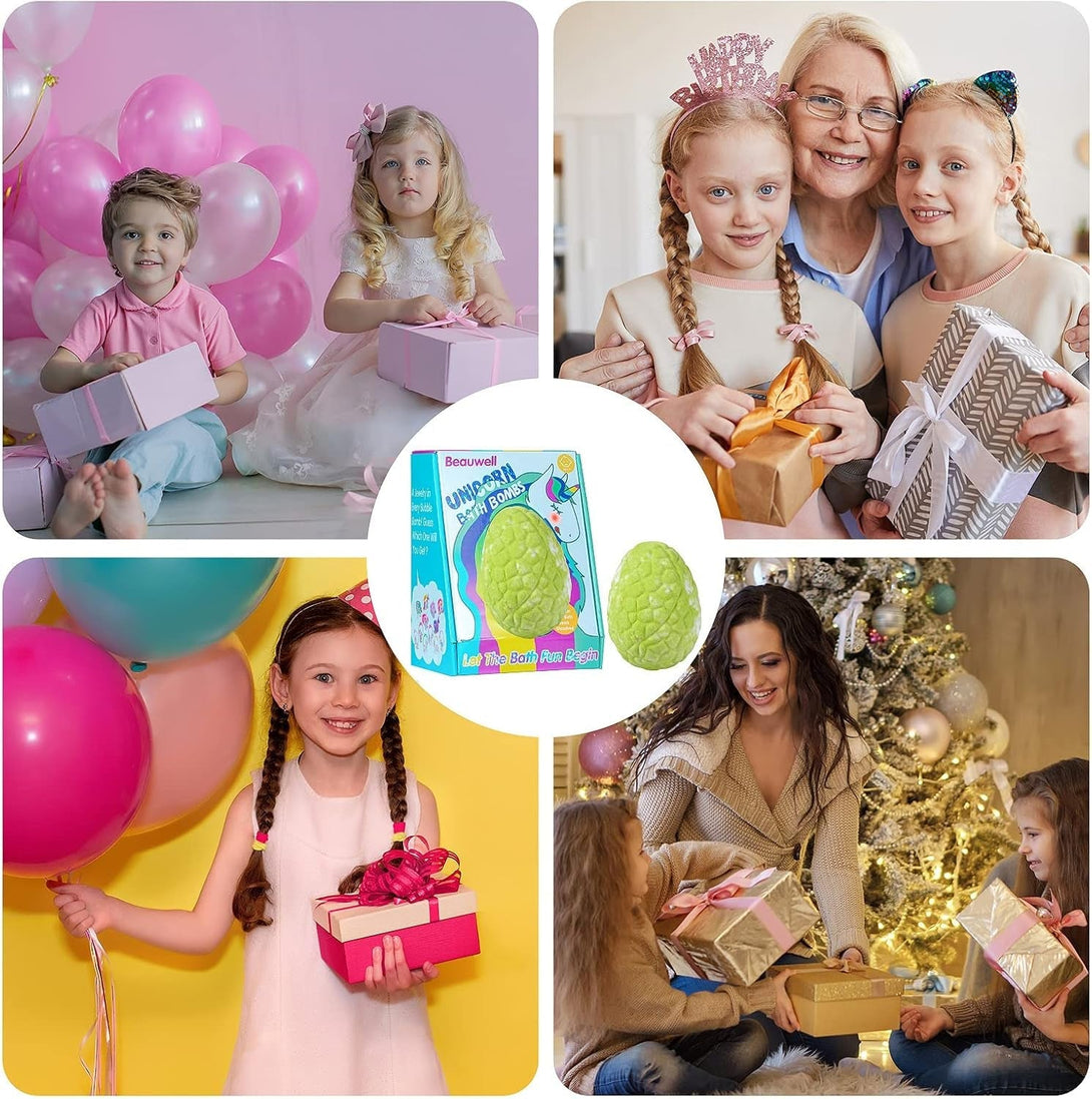 Bath Bombs for Kids, XXXL Kids Bath Bombs with Surprise inside Unicorns Gifts for Girls, Natural Organic Bubble Bath, Easter Basket Stuffers