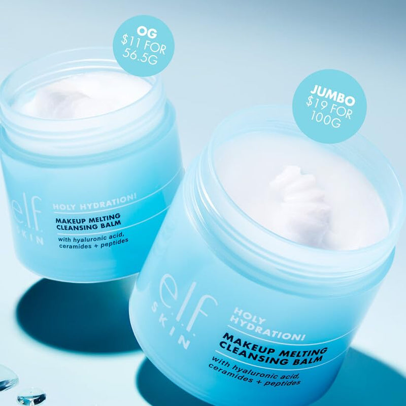 E.L.F. SKIN Holy Hydration! Makeup Melting Cleansing Balm, Face Cleanser & Makeup Remover, Infused with Hyaluronic Acid to Hydrate Skin