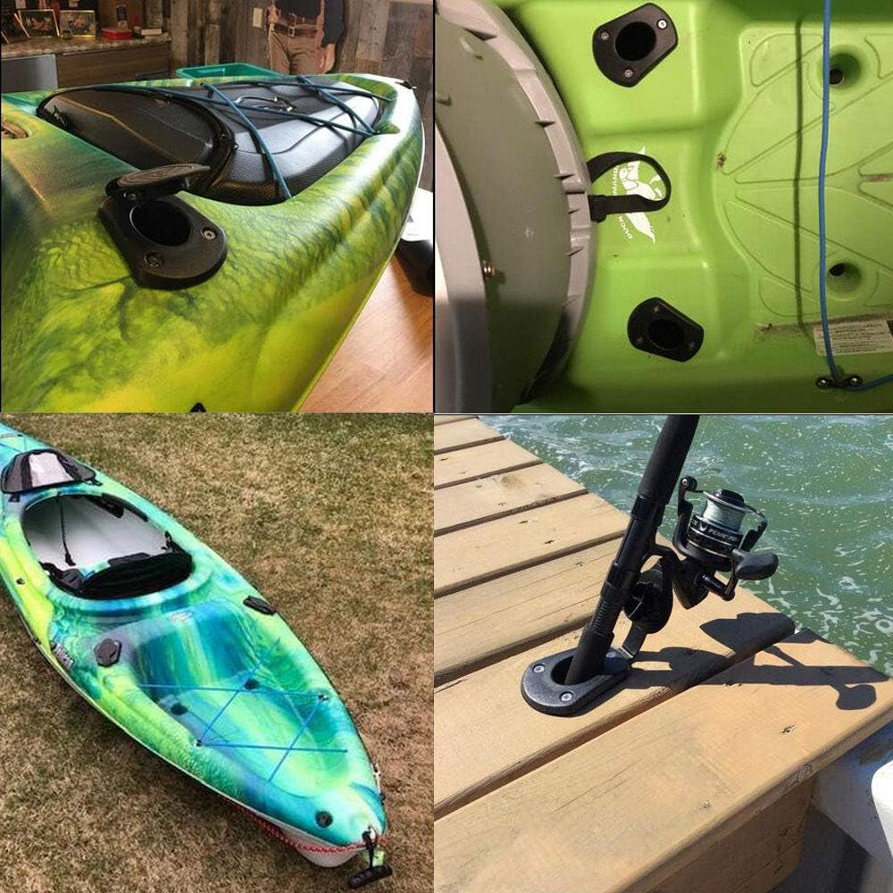 2 Pack Kayak Deck Flush Mount Fishing Rod Holders and Cap Cover for Boat, Canoe and Tackle Accessory Tool