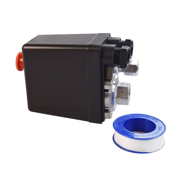 1/4Single-Way Air Compressor Pressure Switch Central Pneumatic Air Compressor Pressure Switch Control Valve, Pressure Reducing Switch 90-120 PSI 220V-240V Air Compressor Regulating Valve